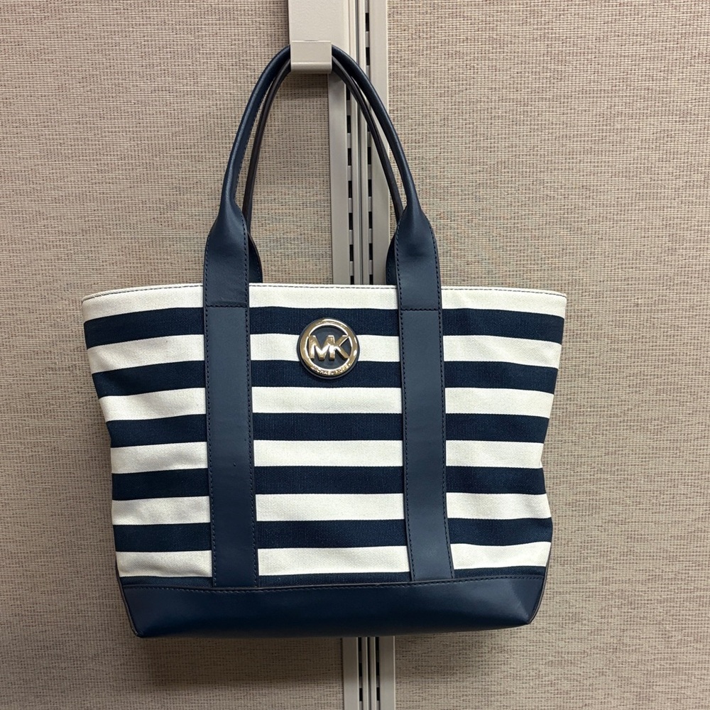 Michael Kors Striped Navy and White Tote